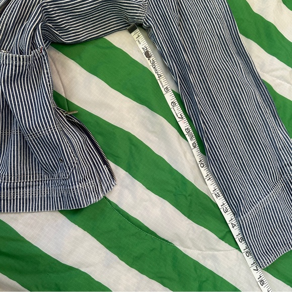 RALPH LAUREN fireman toggle closure chore coat in railroad stripe denim - Picture 9 of 10